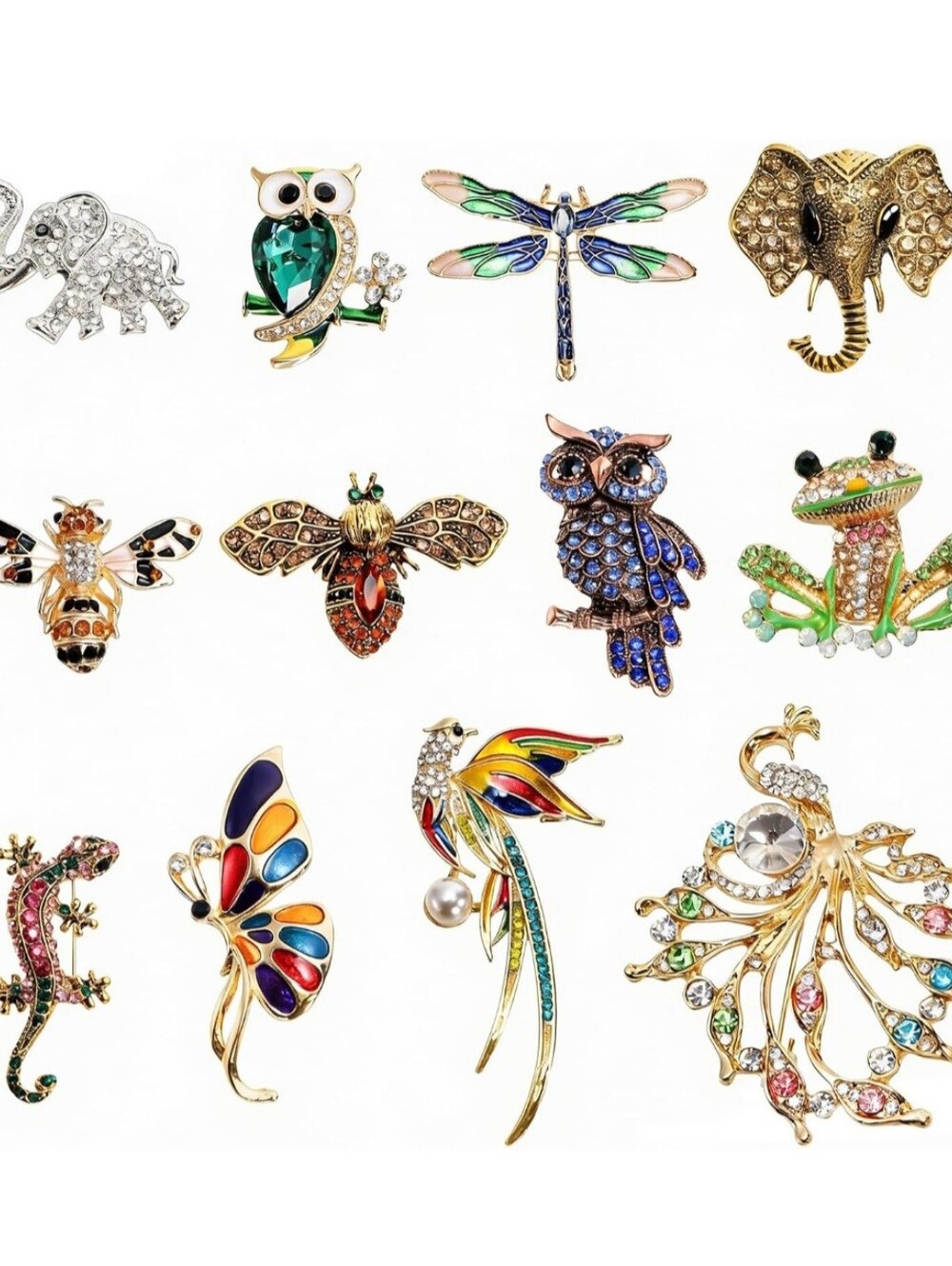Crystal Brooches- Assorted animal and nature